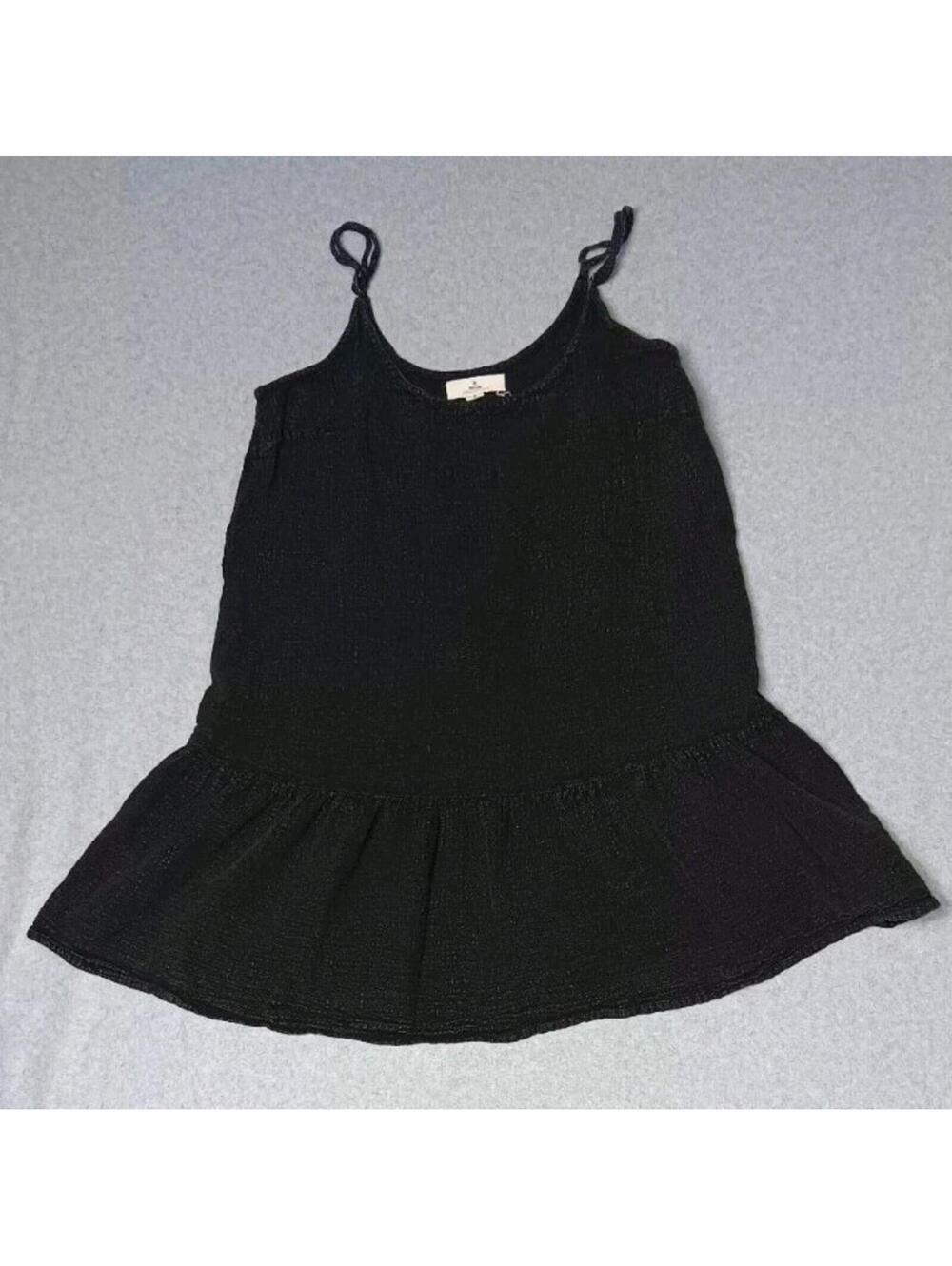 RipCurl Sleeveless Blouse Womens Size Medium Black Distressed Ruffled Textured